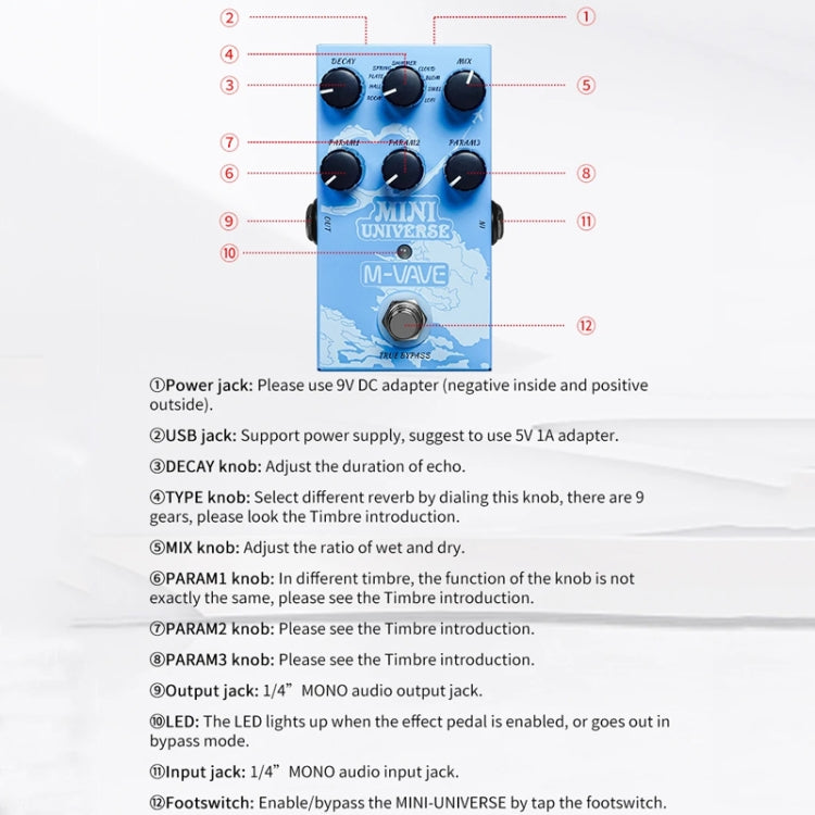 M-VAVE Guitar Monoblock Effects Digital Modeling Reverb Effects, MINI-UNIVERSE