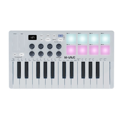 M-VAVE SMK-25 USB MIDI Keyboard Controller With 8 Back Drum Pads, M-VAVE SMK-25