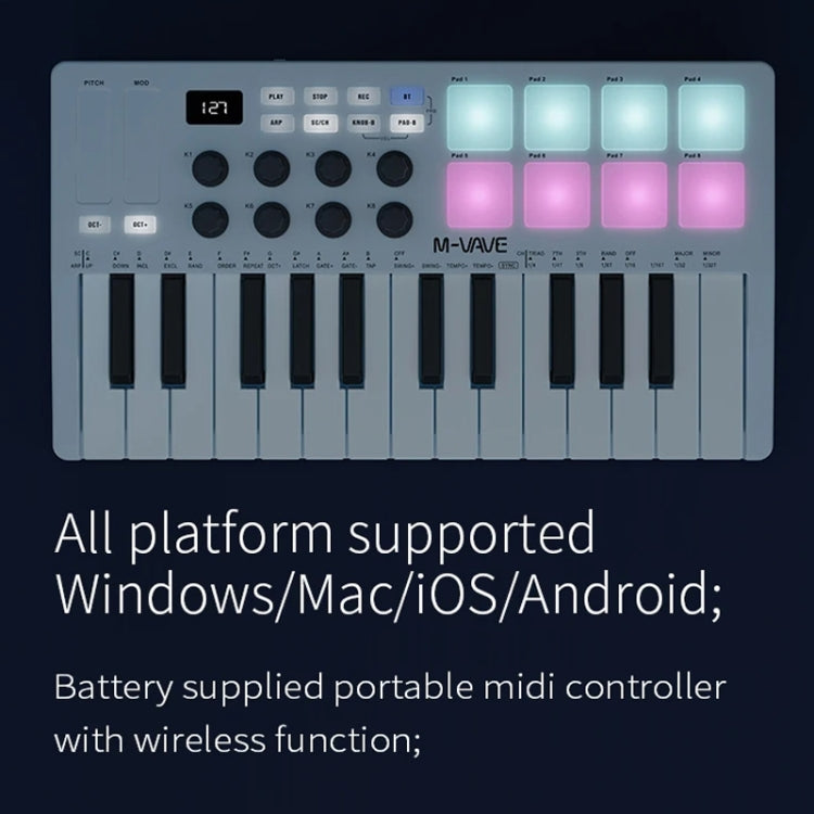 M-VAVE SMK-25 USB MIDI Keyboard Controller With 8 Back Drum Pads, M-VAVE SMK-25