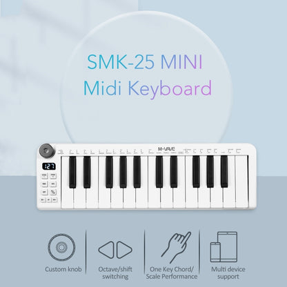 M-VAVE SKM-25MINI Digital Electronic Piano 25 Key Musical Instrument MIDI Keyboard Controller, SKM-25MINI