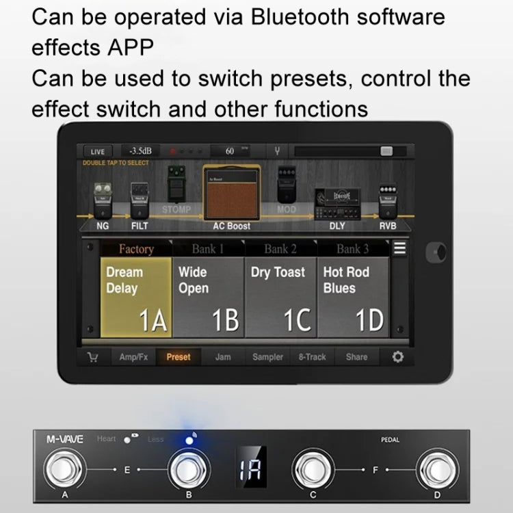 M-VAVE MIDI Bluetooth Controller MIDI Pedal Page Turner Multifunctional Musical Instrument Accessories, Chocolate MIDI