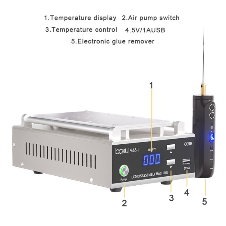 Baku BA-946+ 9 Inch 450W Phone Screen Separator With Electronic Glue Remove, 110V US Plug, 220V EU Plug