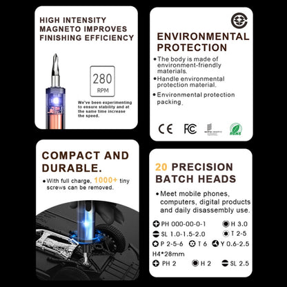 BAKU Worktop 280rpm/Min 0.35N.M Electric Screwdriver Set With 20 Bits, Worktop