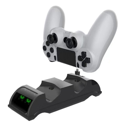 For PS4 Slim / Pro Gamepad Docking Charger Controller Dual Charger With Display Lights, For PS4 (Black), For PS4 (White)
