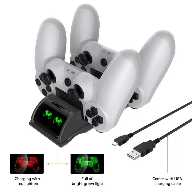 For PS4 Slim / Pro Gamepad Docking Charger Controller Dual Charger With Display Lights, For PS4 (Black), For PS4 (White)