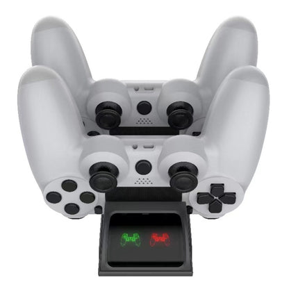 For PS4 Slim / Pro Gamepad Docking Charger Controller Dual Charger With Display Lights, For PS4 (Black), For PS4 (White)