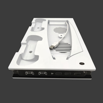 For PS5 Digital / Optical Drive Console Cooling Fan Controller Charging Base With Light Dock Stand, White, Black