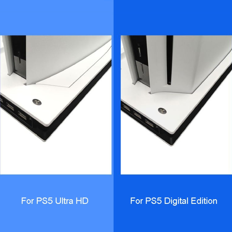 For PS5 Digital / Optical Drive Console Cooling Fan Controller Charging Base With Light Dock Stand, White, Black