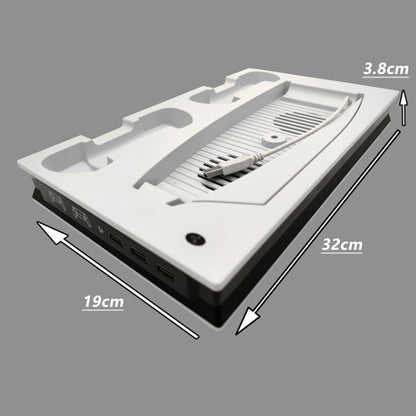 For PS5 Digital / Optical Drive Console Cooling Fan Controller Charging Base With Light Dock Stand, White, Black