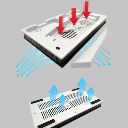 For PS5 Digital / Optical Drive Console Cooling Fan Controller Charging Base With Light Dock Stand, White, Black