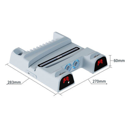 DOBE For PS5 Gamepad Multi-Function Dual Charger Cooling Fan Base With Disk Organizer, White, Black