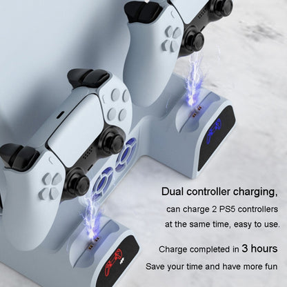DOBE For PS5 Gamepad Multi-Function Dual Charger Cooling Fan Base With Disk Organizer, White, Black