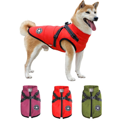 Dog Clothing Chest Back All-in-one Winter Coat Thickened Cotton Vest, S, M, L, XL, XXL