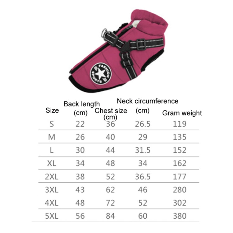 Dog Clothing Chest Back All-in-one Winter Coat Thickened Cotton Vest, S, M, L, XL, XXL