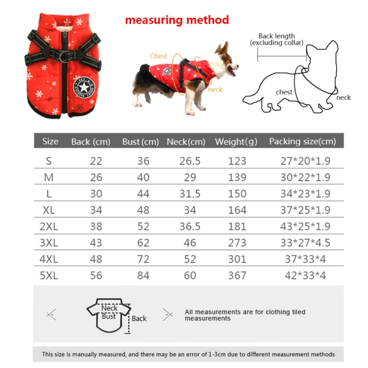 Christmas Dog Clothes Warm Pet Waterproof Reflective Tape Cotton Coat, S, M, L, XL, XXL