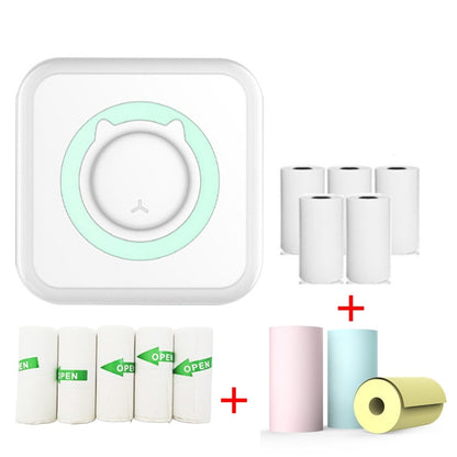 C15 Mini Student Bluetooth Inkless Photo Label Thermal Printer, Green+5 Paper, Pink+5 Paper, Green+5 Stickers, Pink+5 Stickers, Green+10 Paper, Pink+10 Paper, Green+5 Stickers+5 Paper, Pink+5 Stickers+5 Paper, Green+5 Stickers+5 Paper+3 Color Paper