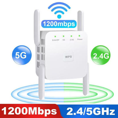 1200Mbps 2.4G / 5G WiFi Extender Booster Repeater Supports Ethernet Port, White EU Plug, White US Plug, White UK Plug, Black EU Plug, Black US Plug, Black UK Plug