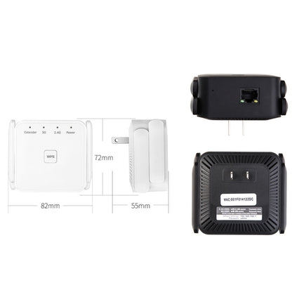 1200Mbps 2.4G / 5G WiFi Extender Booster Repeater Supports Ethernet Port, White EU Plug, White US Plug, White UK Plug, Black EU Plug, Black US Plug, Black UK Plug