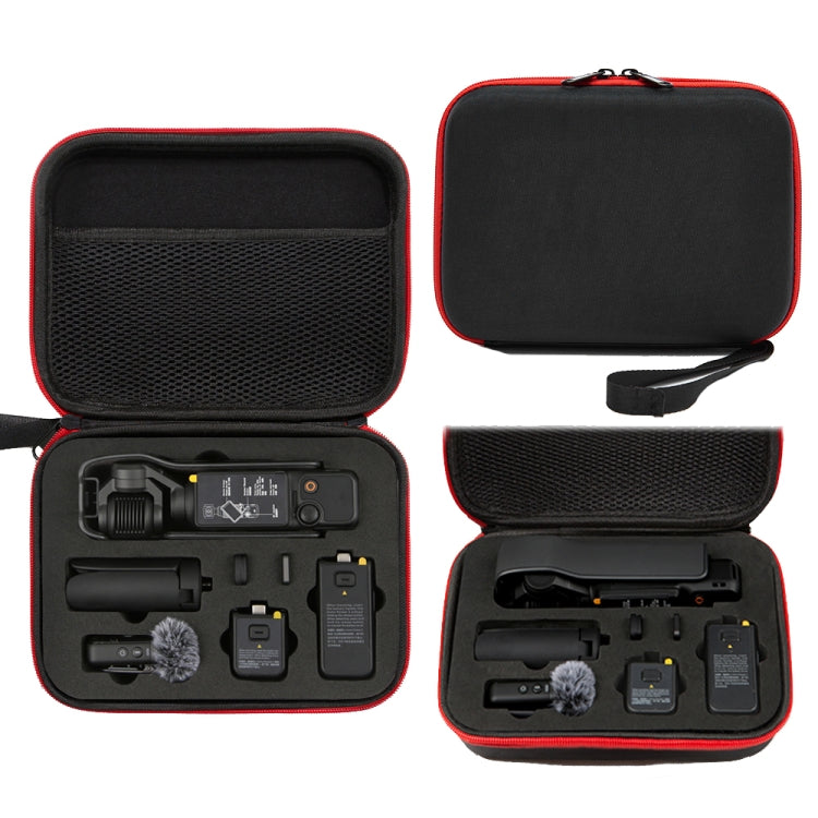 For DJI Osmo Pocket 3 Storage Bag Pocket Camera Handbag, Black Shell Black Inner, Black Shell Red Inner