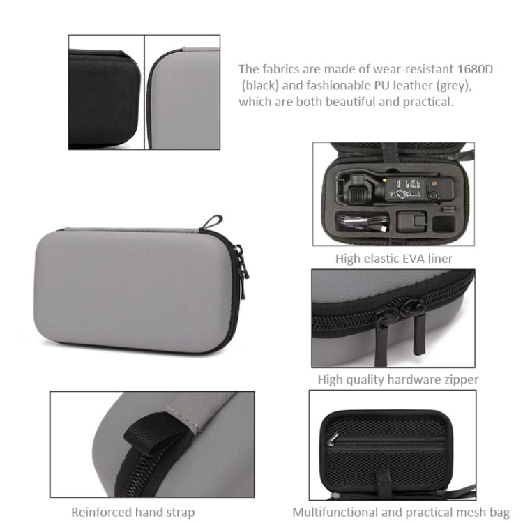 For DJI Osmo Pocket 3 Storage Bag Clutch Carrying Case, Grey, Black