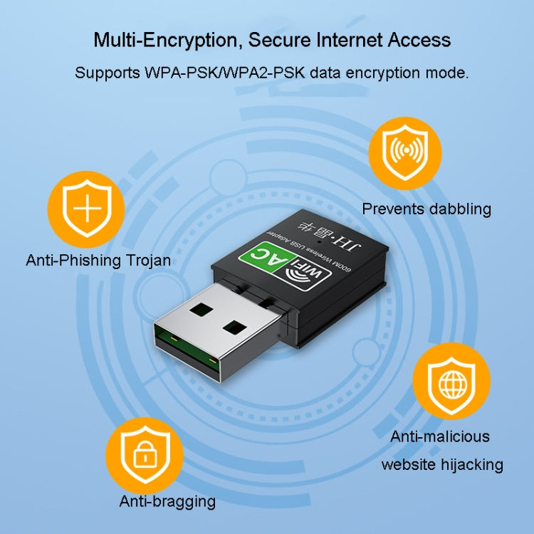 Dual-Band Wireless Network Card Computer External 2.4G/5G USB WiFi Receiver Transmitter, 150M, 600M