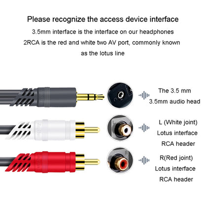 JINGHUA 3.5mm To 2RCA Audio Cable Game Console Outdoor Audio Connection Cable, 1.5m, 3m, 5m, 10m, 15m, 20m, 30m