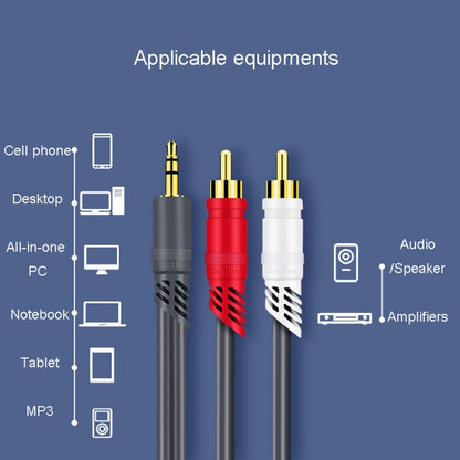 JINGHUA 3.5mm To 2RCA Audio Cable Game Console Outdoor Audio Connection Cable, 1.5m, 3m, 5m, 10m, 15m, 20m, 30m