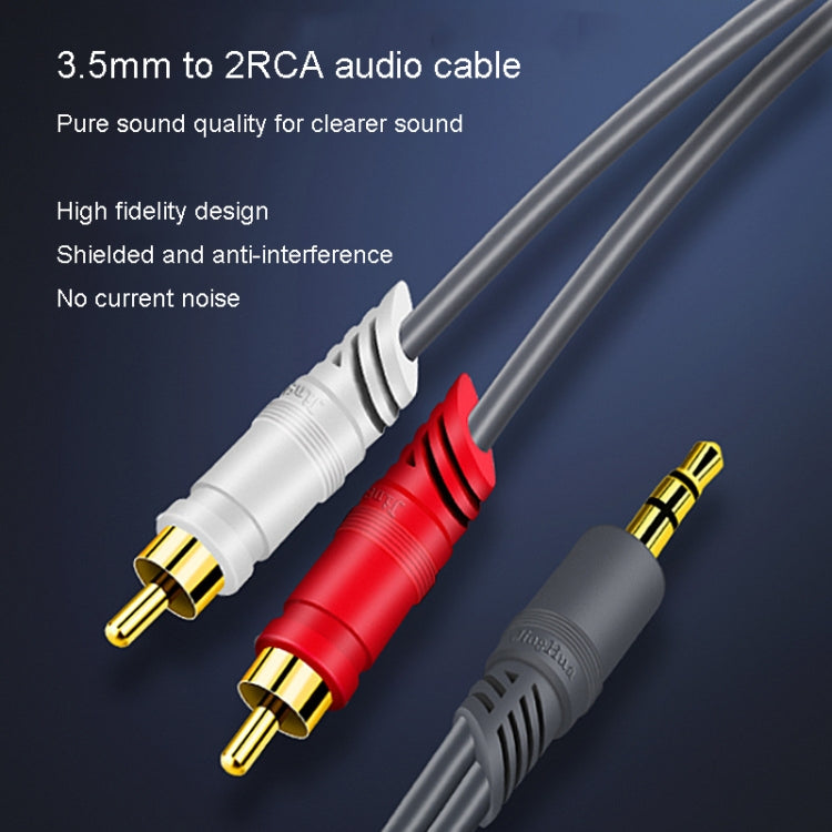JINGHUA 3.5mm To 2RCA Audio Cable Game Console Outdoor Audio Connection Cable, 1.5m, 3m, 5m, 10m, 15m, 20m, 30m