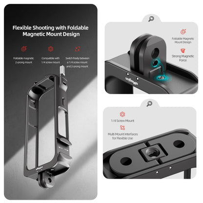 For Insta360 X3 AMagisn Metal Rabbit Cage Protective Frame Accessories, With Lens Cover, Only Cage