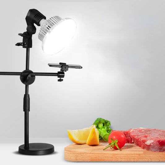 Mushroom Fill Light + Desktop Overhead Photography Stand Kit For Photo/Video, 50W 155mm, 40W 120mm