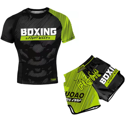 ZhuoAo Boxing Costumes Kids Sparring Fighting Shorts Muay Thai Free Fighting Tights Set, HIT Green, HIT Red, Bright Spot Green, Silvery Dragon Black, Yellow Waist Belt, FIHT Red Blue Spliced, Trophy Cup Black, Hot Printing Red Gold Dragon
