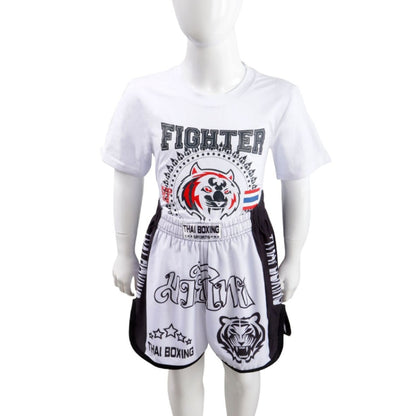 ZhuoAo Boxing Costumes Kids Sparring Fighting Shorts Muay Thai Free Fighting Tights Set, HIT Green, HIT Red, Bright Spot Green, Silvery Dragon Black, Yellow Waist Belt, FIHT Red Blue Spliced, Trophy Cup Black, Hot Printing Red Gold Dragon