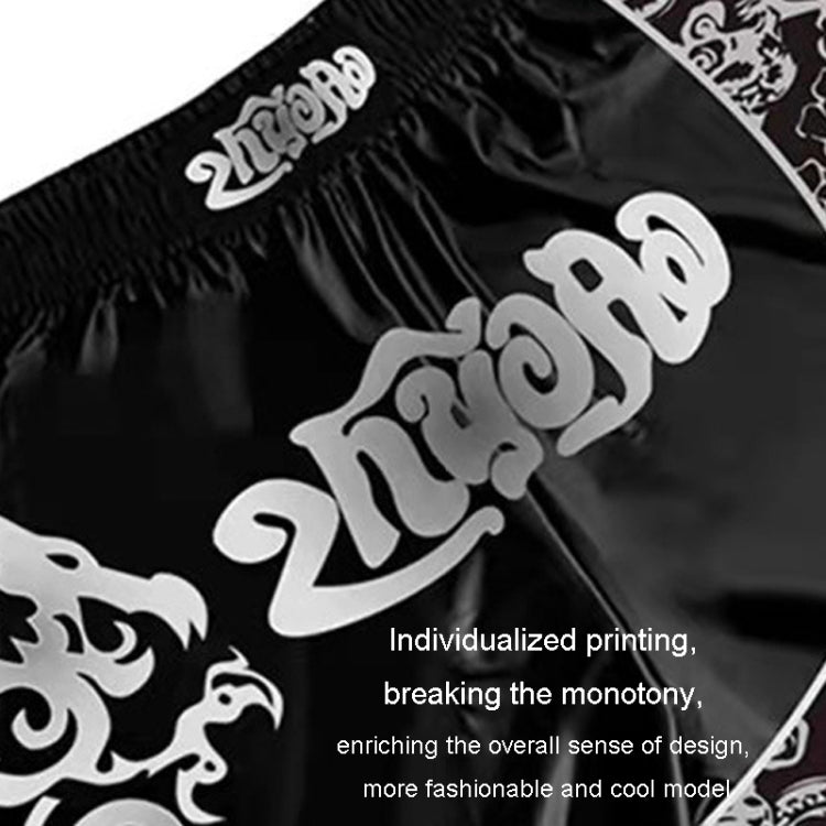 ZhuoAo Boxing Costumes Kids Sparring Fighting Shorts Muay Thai Free Fighting Tights Set, HIT Green, HIT Red, Bright Spot Green, Silvery Dragon Black, Yellow Waist Belt, FIHT Red Blue Spliced, Trophy Cup Black, Hot Printing Red Gold Dragon