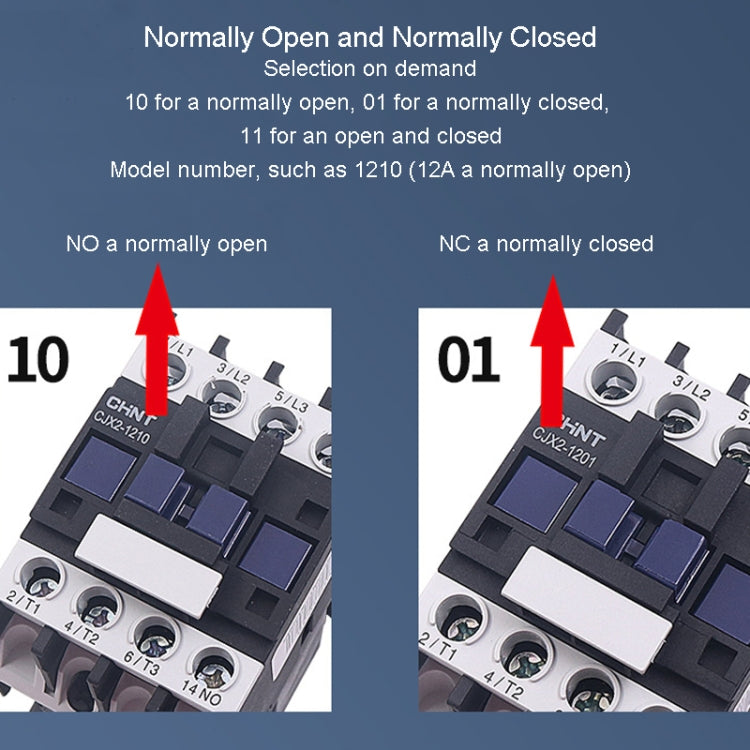 220V Silver Alloy Contacts Multi-Purpose Single-Phase AC Contactor, CHNT CJX2-0910 9A, CHNT CJX2-0901 9A, CHNT CJX2-1210 12A, CHNT CJX2-1201 12A, CHNT CJX2-1810 18A, CHNT CJX2-1801 18A, CHNT CJX2-2510 25A, CHNT CJX2-2501 25A, CHNT CJX2-3210 32A
