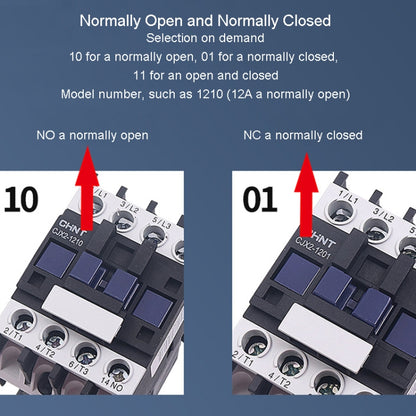 220V Silver Alloy Contacts Multi-Purpose Single-Phase AC Contactor, CHNT CJX2-0910 9A, CHNT CJX2-0901 9A, CHNT CJX2-1210 12A, CHNT CJX2-1201 12A, CHNT CJX2-1810 18A, CHNT CJX2-1801 18A, CHNT CJX2-2510 25A, CHNT CJX2-2501 25A, CHNT CJX2-3210 32A