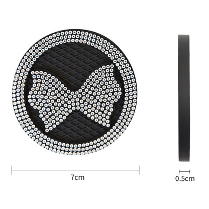 Car Multifunctional Anti-slip Coaster with Diamond Bow Crystal