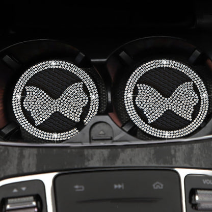 Car Multifunctional Anti-slip Coaster with Diamond Bow Crystal