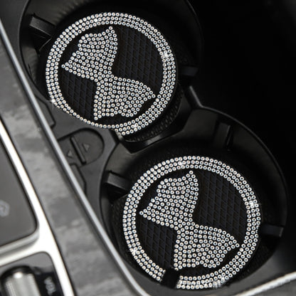 Car Multifunctional Anti-slip Coaster with Diamond Bow Crystal
