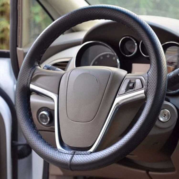 Hand-Sewn Microfiber Non-Slip Steering Wheel Cover Universal Turning Grip Sleeve, 38cm