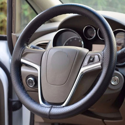Hand-Sewn Microfiber Non-Slip Steering Wheel Cover Universal Turning Grip Sleeve, 38cm