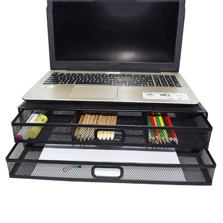 Computer Cooling Height Increase Stand Drawer Type Double Iron Desktop Storage Shelf