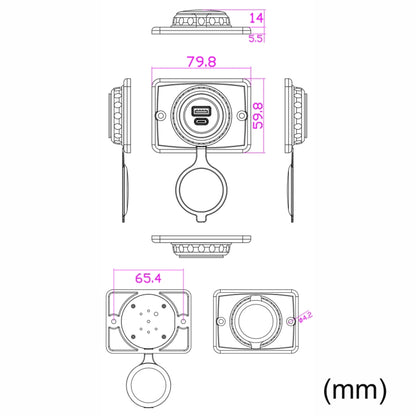 Car Ship Modified Waterproof USB Socket Charger, UCC-350 AC3.1A Total 3.1A 15.5W