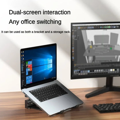 Dual-Purpose Laptop Vertical Stand Storage Rack Desktop Heightening Cooling Base