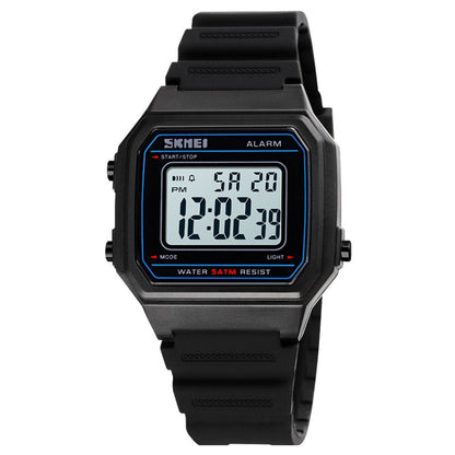 SKMEI 1698 50m Waterproof Multifunctional Sports Square Pin Buckle Luminous Digital Watch
