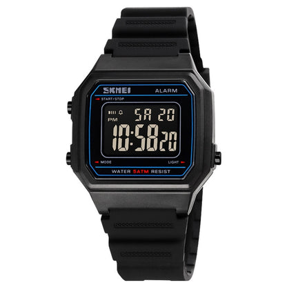 SKMEI 1698 50m Waterproof Multifunctional Sports Square Pin Buckle Luminous Digital Watch