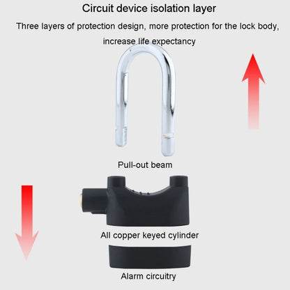 Outdoor Door Anti-Theft Alarm Lock Waterproof Anti-Pick Motorcycle Bicycle Padlock, Short Beam Model, Long Beam Model