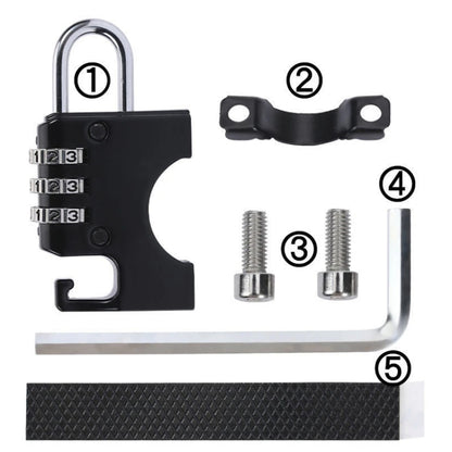 Motorcycle Helmet Anti-Theft Lock Fixed Helmet Combination Padlock, Black, Silver