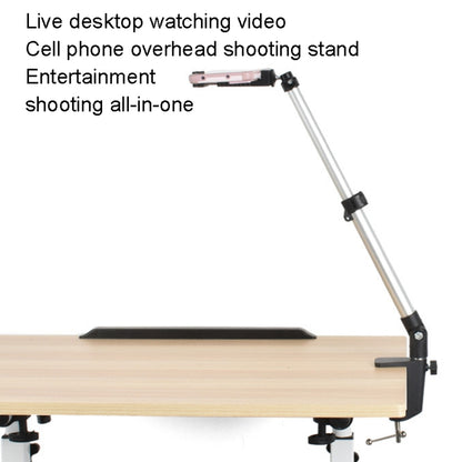 Aluminum Tube Cell Phone Live Streaming Telescopic Pole Desktop C-Clip Cell Phone Overhead Photo Holder, Bracket+Phone Clip