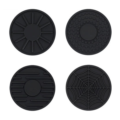 4pcs/set 6.8x0.3cm Car Anti-slip Silicone Water Coaster Storage Interior, Black, Gray, Brown, Green, Wine Red