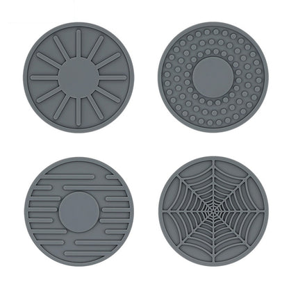 4pcs/set 6.8x0.3cm Car Anti-slip Silicone Water Coaster Storage Interior, Black, Gray, Brown, Green, Wine Red